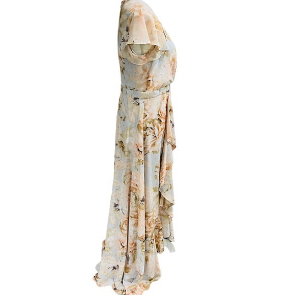 CALVIN KLEIN NWT Flutter Sleeve HiLo Floral Print Ruffle Dress $259 - Picture 8 of 13